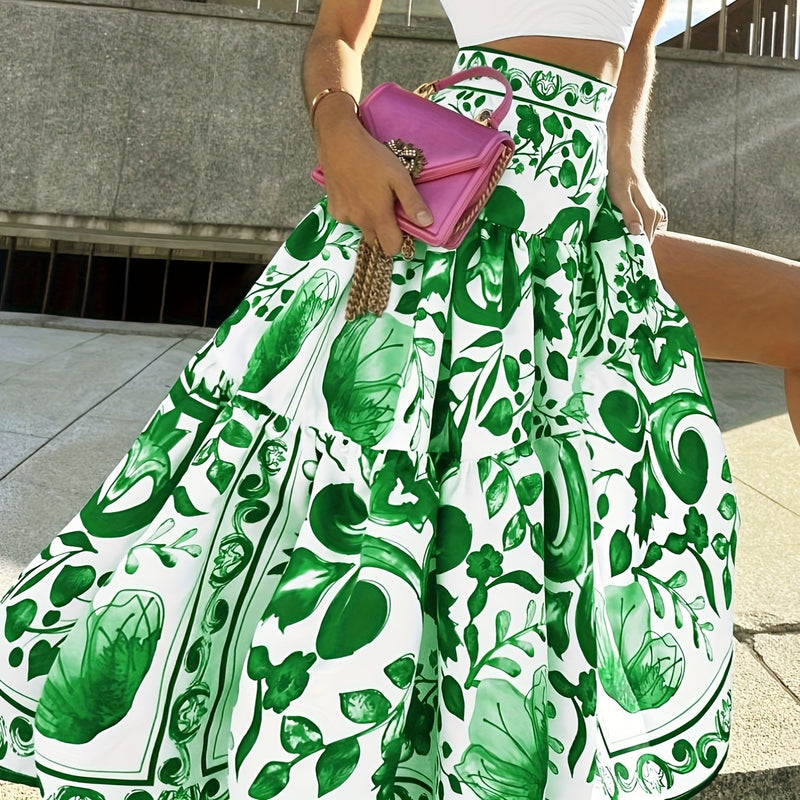 Digital Printed Waist-controlled Retro Skirt Female