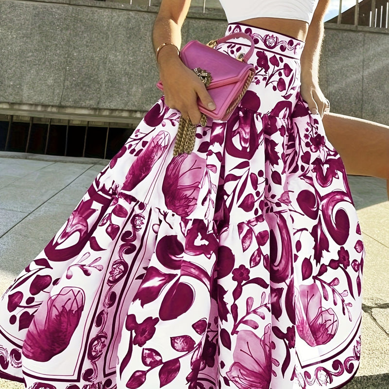 Digital Printed Waist-controlled Retro Skirt Female