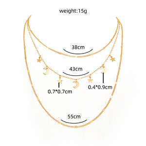 Personality, stars, Moon, multiple necklaces