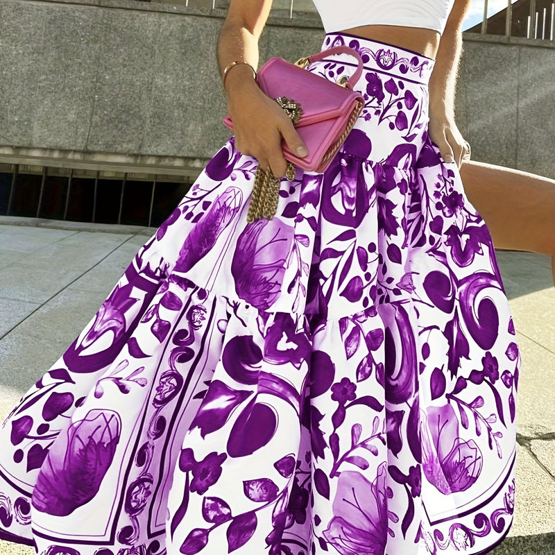 Digital Printed Waist-controlled Retro Skirt Female