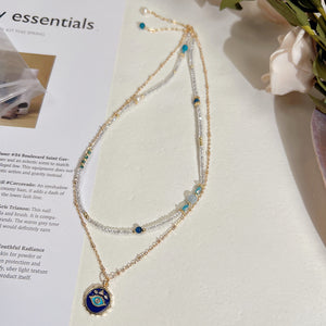 Two Stacked Necklaces With Natural Crystals