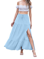 Women's Bohemian Solid Color Side Slit Skirt
