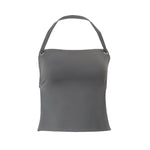 Off-neck Yoga Back Strap Halter Solid Color Top