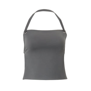 Off-neck Yoga Back Strap Halter Solid Color Top