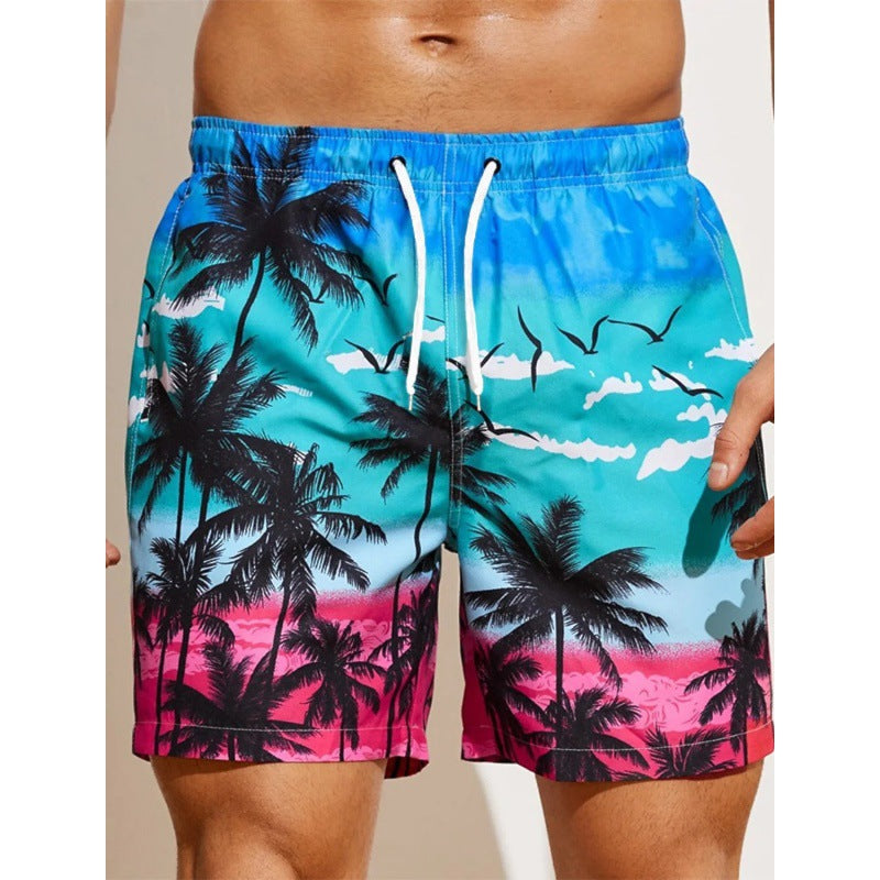 Men's 3D Printing Smoke Pattern Loose Beach Pants