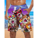 Men's 3D Printing Smoke Pattern Loose Beach Pants