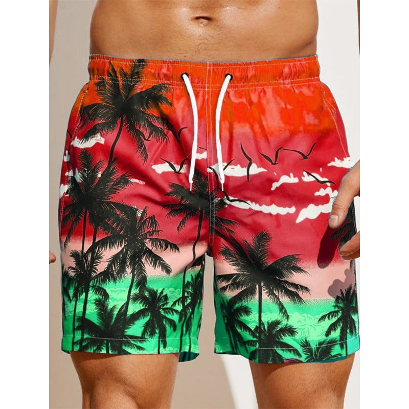 Men's 3D Printing Smoke Pattern Loose Beach Pants