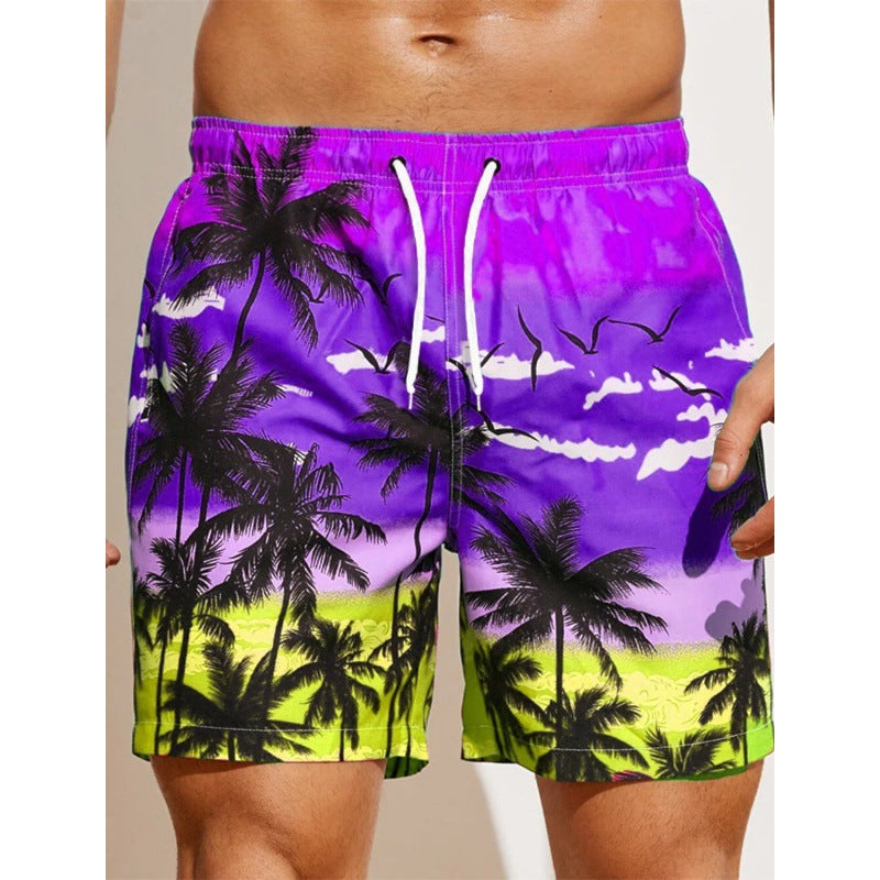 Men's 3D Printing Smoke Pattern Loose Beach Pants