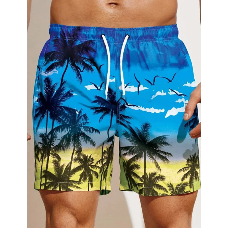 Men's 3D Printing Smoke Pattern Loose Beach Pants