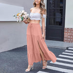 Women's Bohemian Solid Color Side Slit Skirt