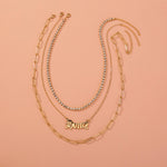 Monogram pendants, multi-layer necklaces,