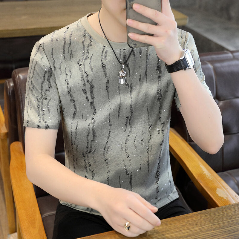 Ice Silk Short Sleeve T-shirt Casual Round Neck Top